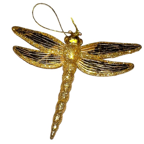 GOLD GLITTER DRAGONFLY ORNAMENT - Picture 5 of 5